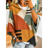 Women's Floral Casual Loose Three-Quarter Sleeve Drop Shoulder Hoodie