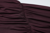 Spring Women's Solid Color Cowl Neck High Waist Bodysuit with Flowing Sash