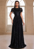Women's Elegant Luxury Sequin Beaded Cape Evening Gown