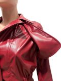 Fall Winter Women's Turn-Down Collar PU Leather Jacket and Capri Pants Set