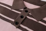 Women's Streetwear Casual Colorblock Striped Turndown Collar Loose Long Sleeve Knit Sweater