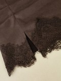 Women's Sexy High Waist Slim Fit Bodycon Lace Patchwork Faux Suede Mini Skirt