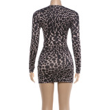 Fall Women's Polka Dot Print High Waist Tight Fitting Bodycon Dress