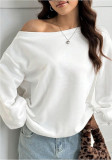 Fall Women's Casual Loose Solid Color Slash Shoulder Top