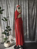 Fall Women's Chic Elegant Halter Neck Open Waist Bodycon Formal Party Maxi Dress