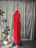 Fall Women's Chic Elegant Halter Neck Open Waist Bodycon Formal Party Maxi Dress