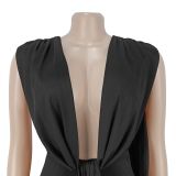 Women's Elegant Deep V Neck Hollow Out Low Back Slim Fit Dress