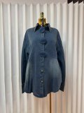 Women's Oversized Denim Jacket with Large Buttons
