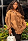 Women's Oversized Denim Jacket with Large Buttons