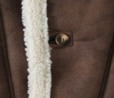 Women's Streetwear Turn-Down Collar Loose Suede Sherpa-Lined Jacket