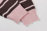 Women's Streetwear Casual Colorblock Striped Turndown Collar Loose Long Sleeve Knit Sweater