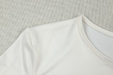 Women's White Leopard Print Round Neck Long Sleeve Slim Fit Bodycon Dress
