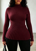 Fall Winter Women's Solid Color High Neck Slim Fit Long Sleeve Basic Knit Top Fall Winter Women's Solid Color High Neck Slim Fit Long Sleeve Basic Knit Top