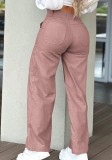 Fall Winter Women's Casual High Waist Cargo Wide Leg Pants