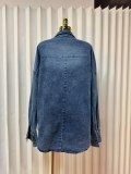Women's Oversized Denim Jacket with Large Buttons