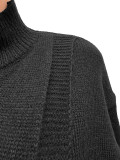Fall Winter Women's Solid Color Round Neck Crisscross Knitted Top and Shorts Set with Slouch Sleeves