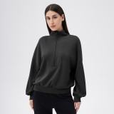 Fall Winter Women's Casual Loose Modal Stand Collar Sports Top for Running and Fitness