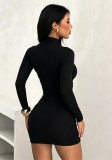 Women Korean Style Spring Autumn Turtleneck Bodycon Dress