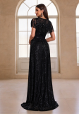 Women's Elegant Luxury Sequin Beaded Cape Evening Gown