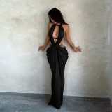 Women Holiday Ribbon Strap Sexy Cutout Dress