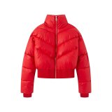 Women Winter Stand Collar Zip Padded Coat