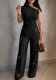 Women Ruched Slash Shoulder Top & Wide Leg Pants Two Piece Set