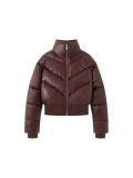 Women Winter Stand Collar Zip Padded Coat