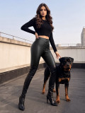 Women Pu Leather Stretchy Skinny Pants