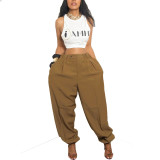 Women Fall Winter Solid Casual Jogger Pants