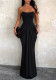 Women Strapless Ruched Mermaid Long Evening Bodycon Dress