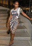 Women Red Print T-Shirt & Capri Pants Two Piece Set