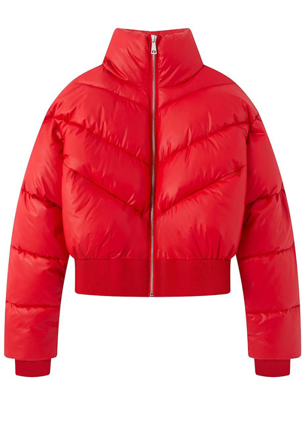 Women Winter Stand Collar Zip Padded Coat