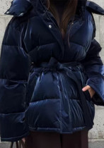 Women Winter Casual Belted Hooded Padded Coat Women Winter Casual Belted Hooded Padded Coat