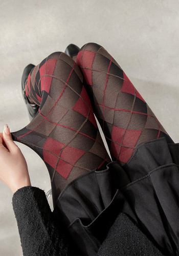 Women Argyle Pattern Leg Shaping Stockings, Basic Pantyhose, Thigh High & Tights