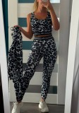 Women Leopard Print Yoga Three-Piece Set
