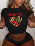 Women Print Short Sleeve T-Shirt Top