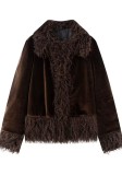 Women Fall Winter Fleece Patchwork Long Sleeve Coat