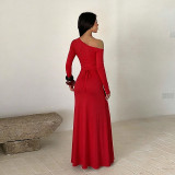 Women Sexy Asymmetrical Bodycon Maxi Dress
