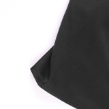 Women Long Sleeve Lace-Up Patchwork Black Bodycon Dress