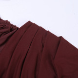 Women Off Shoulder Mesh Patchwork Long Sleeve Ruched Slit Formal Party Dress