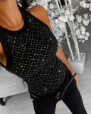 Women Argyle Beaded Ribbed Tank Top