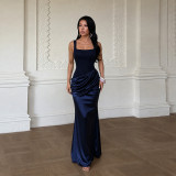 Women Patchwork Draped Ruched Long Formal Party Bodycon Dress