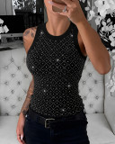Women Argyle Beaded Ribbed Tank Top