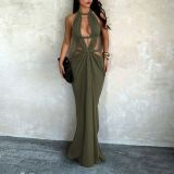 Women Holiday Ribbon Strap Sexy Cutout Dress