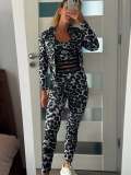 Women Leopard Print Yoga Three-Piece Set
