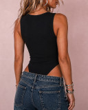 Women Fall Winter Square Neck Full Beaded Sleeveless Bodysuit