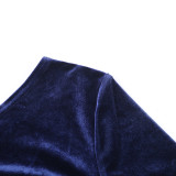 Women Off Shoulder Long Sleeve Velvet Slash Shoulder Mini Dress