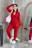Women Stretch Yoga Outfit Stand Collar Zip Jacket & Pant Two Piece Set