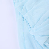 Women Sexy Stand Collar Ruched Mini Dress