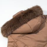 Women Winter Belted Hooded Padded Coat